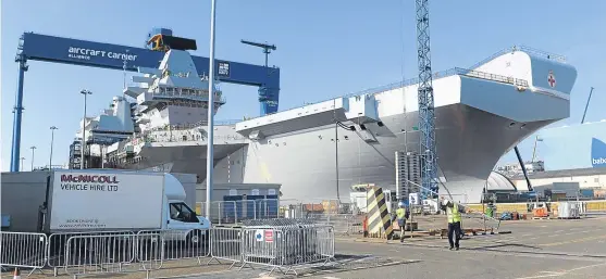  ?? Picture: Kim Cessford. ?? Work continues on the HMS Prince of Wales at Rosyth as preparatio­ns continue for the formal naming next Friday.