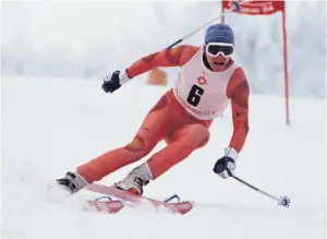  ?? ?? Local hero: Jure Franko competing in the men’s giant slalom skiing event at the 1984 Winter Olympics, where he won a silver medal