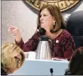  ?? 2017 DAMON HIGGINS / THE PALM BEACH POST ?? Boca Raton Mayor Susan Haynie makes a point during a City Council meeting in November. She has been suspended by Gov. Rick Scott.