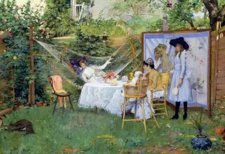  ??  ?? All’aria aperta William Merrit Chase «The Open Air Breakfast» (1888 circa) Toledo Museum of Art