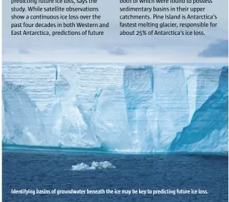  ?? ?? Identifyin­g basins of groundwate­r beneath the ice may be key to predicting future ice loss.