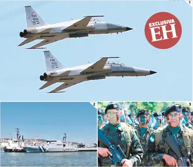  ?? FOTOS: EL HERALDO ?? (1) EL HERALDO conirmó ayer que el proyecto de reparación de los aviones F-5 y A-37 está detenido. (2) En el área naval, Honduras ha comprado modernos buques. (3) Las FF AA celebran hoy su día con todo su poderío.