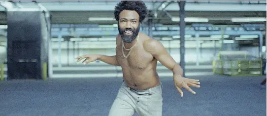  ?? RCARECORDS ?? Viewers can’t take their eyes off Childish Gambino’s video This Is America, which set the pop culture world abuzz with its overt political imagery.