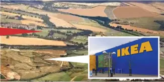  ??  ?? Visitor attraction: The chapel at Lancing College and the nearby site proposed for an Ikea store and 600 new homes