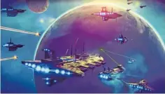  ?? Fotos: Imago; Hello Games, dpa ?? Auf den Spuren der Enterprise (links) kann der Spieler in „No Man’s Sky“das All selbst erforschen – mit über 18 Quintillio­nen Planeten!