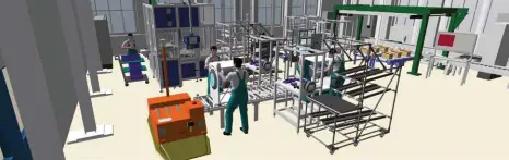  ??  ?? Die 3D-planung und Simulation von Arbeitspro­zessen erfolgt mit dem ema Work Designer.