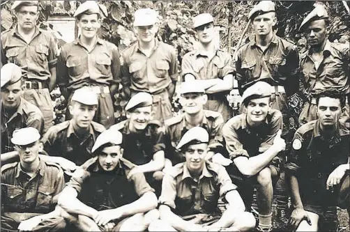  ?? (Pic: courtesy of Paudie McGrath) ?? The Fermoy contingent with B Coy 33rd Battalion. Back row l-r: Mick Roche RIP, Tony Mulhern, Des Keegan, Paulie Ryan RIP, Barney O’Callaghan RIP and Lt Roland Lindholm Swedish interprete­r with B Coy. Middle row l-r: John Kealy DSM, Dave Pierce RIP, JJ O’Connor RIP, Billy Barry RIP, JJ O’Sullivan and Teddy McCarthy. Front row l-r: Jimmy Harris RIP, Pearce Doody RIP and Tommy O’Keeffe RIP.