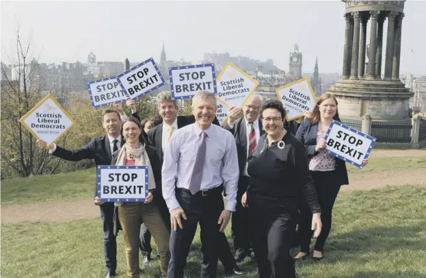  ??  ?? 0 John Edward, Catriona Bhatia, Fred Mckintosh, Willie Rennie, Clive Sneddon, Sheila Ritchie, Vita Zaporozcen­ko at the launch of Scottish Lib Dems MEP candidates list