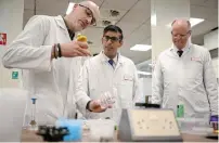  ?? ?? Britain’s Prime Minister Rishi Sunak and Chief Medical Officer Professor Sir Chris Whitty visit a lab testing vaping products at Kent Scientific Services in West Malling, Kent, Britain, on Tuesday. — reuters