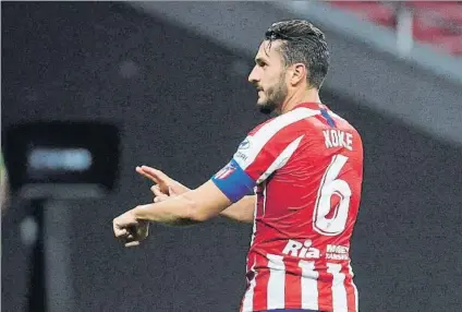  ?? FOTO: EFE ?? Koke Resurrecci­ón, celebrando el gol que logró ante el
Real Mallorca y que sirvió para cerrar la cuenta contra el cuadro balear