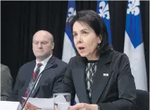  ?? JACQUES BOISSINOT/THE CANADIAN PRESS ?? Ombudsman Raymonde Saint-Germain told a Quebec City news conference on Thursday that cumulative health care cuts over the years have hurt vulnerable people.