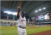  ?? DAVID J. PHILLIP — THE ASSOCIATED PRESS ?? Astros manager Dusty Baker Jr. celebrates after Tuesday’s game against the Mariners in Houston. The Astros won 4-0giving Baker 2,000career wins.
