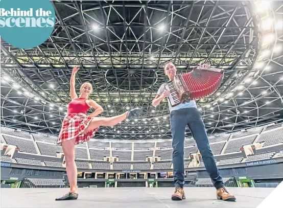  ?? Picture Elaine Livingston­e ?? Dancer Rachel Mclaggan and accordioni­st Gary Innes of Mànran at the OVO Hydro in Glasgow