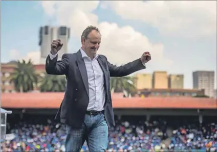  ??  ?? Wayne’s world: Wayne Duvenage, pictured at an anti-Jacob Zuma Freedom Day rally in Pretoria last year, has denied claims that he runs Outa as a one-man fiefdom. Photo: Gallo Images/Alet Pretorius