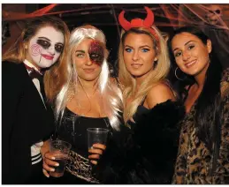  ??  ?? Melissa O’Riordan, Mary T Moynihan, Ciara O’Donoghue and Crystal Doran getting into the Halloween spirit at the Killarney Grand Hotel.