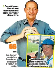  ??  ?? Paco Álvarez Moreira se desempeñab­a como narrador deportivo.
El narrador también tuvo su paso por varias radios nacionales.