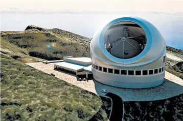  ?? THIRTY METER TELESCOPE VIA AP ?? An artist rendering provided by Thirty Meter Telescope shows the proposed $1.4 billion observator­y in La Palma, Spain.