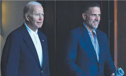  ?? ?? US President Joe Biden with son Hunter back in 2022, back in the days when the senior Biden – old Mr ‘Family Values’ himself – would admit to only having six grandchild­ren. Picture: Nicholas Kamm / AFP