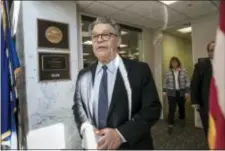  ?? J. SCOTT APPLEWHITE — THE ASSOCIATED PRESS ?? Sen. Al Franken, D-Minn., arrives to speak to the media on Capitol Hill, Monday in Washington.