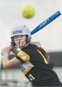  ?? ?? Gracie Jensen gets some swings during practice Monday.