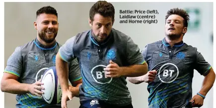  ??  ?? Battle: Price (left), Laidlaw (centre) and Horne (right)