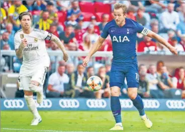  ?? REUTERS ?? Harry Kane (right) scored the only goal of the game as Tottenham defeated Real Madrid in the Audi Cup in Munich on Tuesday.