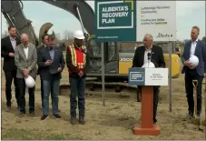  ?? Photograph­y by Chris Schwarz/Government of Alberta ?? Premier Jason Kenney, Minister of Municipal Affairs Ric McIver, MLA Nathan Neudorf, and City of Lethbridge Mayor Blaine Hyggen attended the Lethbridge Airport terminal renovation grand opening on May 11.