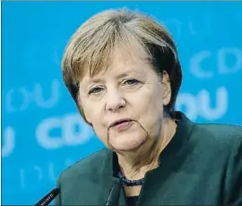  ?? SEAN GALLUP / GETTY ?? Angela Merkel, ahir a la seu del seu partit, la CDU, a Berlín