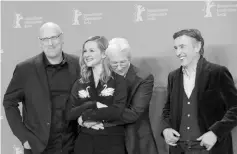  ??  ?? From left:Director Oren Moverman, actress Laura Linney, actor Richard Gere and actor Steve Coogan pose during a photocall to promote the movie ‘The Dinner’ at the 67th Berlinale Internatio­nal Film Festival in Berlin, Germany, Feb 10. — Reuters photo