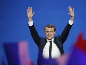  ??  ?? The centrist candidate, and now favourite for the run-off, Emmanuel Macron (AP)