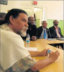  ?? Picture: EUGENE COETZEE ?? MEMORIAL PLANS: Discussing the repatriati­on of Khoi chief Dawid Stuurman at the South End Museum in Port Elizabeth yesterday are, from left, Dr William Langeveldt, Zolani Mkhiva, Cecil le Fleur and Sonwabile Mancotywa