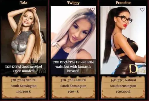  ??  ?? Disturbing: Young women have profiles advertisin­g their services with profession­al photos on an escort agency website