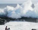  ?? Photo / AP ?? High surf in Shirahara, Japan, from Typhoon Jebi.