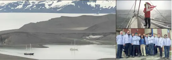  ?? (Photos GOST) ?? Un hommage a été rendu par l’équipage aux grands navigateur­s sur Deception Island, où une couronne de glace a été déposée.