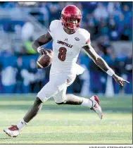  ?? AP/DAVID STEPHENSON ?? Louisville quarterbac­k Lamar Jackson, who won the Heisman Trophy last year, is a finalist for the award again this season. But Oklahoma quarterbac­k Baker Mayfield is favored to win.