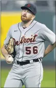  ?? CHARLIE RIEDEL — THE ASSOCIATED PRESS ?? Detroit Tigers starting pitcher Spencer Turnbull reacts after walking in a run during the first inning of Friday’s game against the Kansas City Royals in Kansas City, Mo.