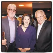  ??  ?? UCSF oncologist Dr. Mignon Loh (center) with Giants announcers Mike Krukow (left) and Duane Kuiper.