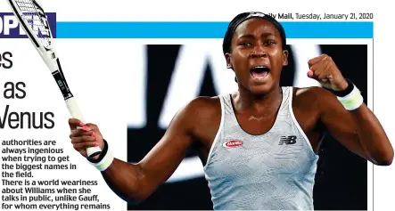  ?? AP ?? Teenage kicks: Gauff celebrates as she beats Venus Williams