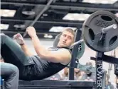  ?? STEVE LUCIANO/AP ?? Purdue defensive lineman George Karlaftis during the bench press event Saturday at the NFL scouting combine in Indianapol­is.