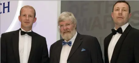  ??  ?? Graham Minogue from Zurich Insurance, Tillage Farmer of the Year Award finalist Andrew Workman from Togher and Barry Clarke, Zurich Farm Insurance Business Developmen­t Manager, at the Zurich Farm Insurance Farming Independen­t Farmer of the Year Awards