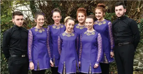  ??  ?? Kilcummin U-17 dancers Thomas Barrett, Niamh and Aisling O’Donovan, Aoife O’Callaghan, Leah Moynihan, Mary Murphy, Rachel Moynihan and Stephen O’Leary participat­ing in the Kerry County Finals of Ceol an Geimhridh Dancing finals at Fossa Community...