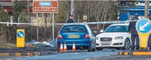  ??  ?? Tragic: Emmett McClelland and the scene of the fatal road accident at Bridgend, Co. Donegal