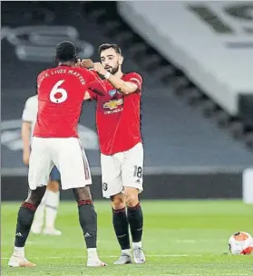  ?? FOTO: AP ?? Pogba y Bruno Fernandes, nueva sociedad en el United