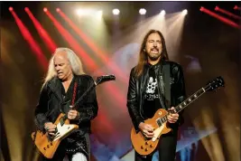  ?? ASSOCIATED PRESS ARCHIVES ?? Rickey Medlocke, left, and Damon Johnson bring Lynyrd Skynyrd to concerts in Mountain View and Wheatland this week. Also on stage will be the Texas troupe ZZ Top.