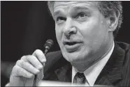  ?? ANDREW HARNIK/AP PHOTO ?? FBI Director Christophe­r Wray speaks during a Senate Select Committee on Intelligen­ce hearing on worldwide threats Tuesday in Washington.