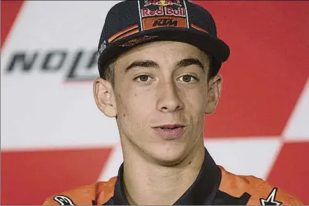  ?? FOTO: GETTY ?? Pedro Acosta durante la rueda de prensa especial de Moto3
Primer Match-ball para el piloto de Puerto de Mazarrón