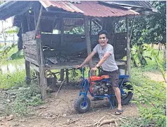  ??  ?? LEFT AND BELOW Mr Arthit modifies his motorcycle­s into vehicles for spraying fertiliser and pesticide in the fields. The conversion helps farmers do the spraying more quickly and makes the work less labourious.