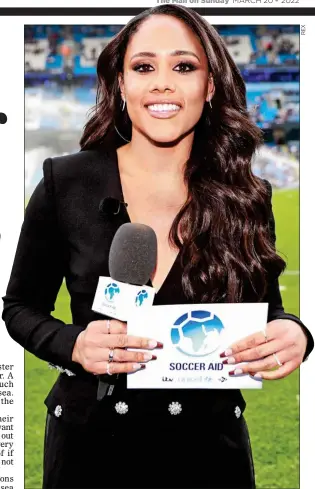  ?? ?? HOST: Alex Scott preparing to present Soccer Aid in September last year