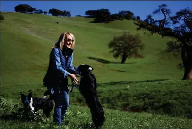  ?? PHOTOS BY ARIC CRABB — STAFF PHOTOGRAPH­ER ?? Real estate agent Danielle Davenport plays with her dogs in January on a rural property she is managing the sale of in Santa Clara County. Davenport specialize­s in commercial, agricultur­e, farm and ranch land real estate transactio­ns.