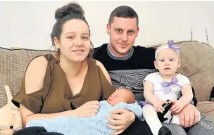  ??  ?? ●●Gracie Greenwood with mum Lauren Doherty, dad Zak Greenwood and little brother Charlie, the first baby ever to be born at Derian House Children’s Hospice